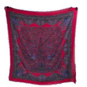 Fendi Red & Purple Wool Scarf Made In Italy